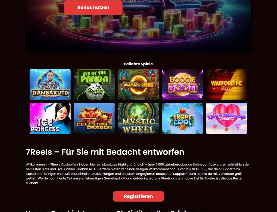 The 7Reels Casino lobby, whose studios and layout are the practical way to compare it with a related brand